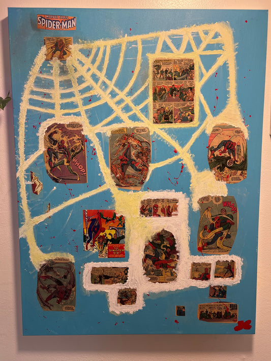 Sinister Six: Spider-Man Collage - Glow-in-the-Dark Acrylic Painting